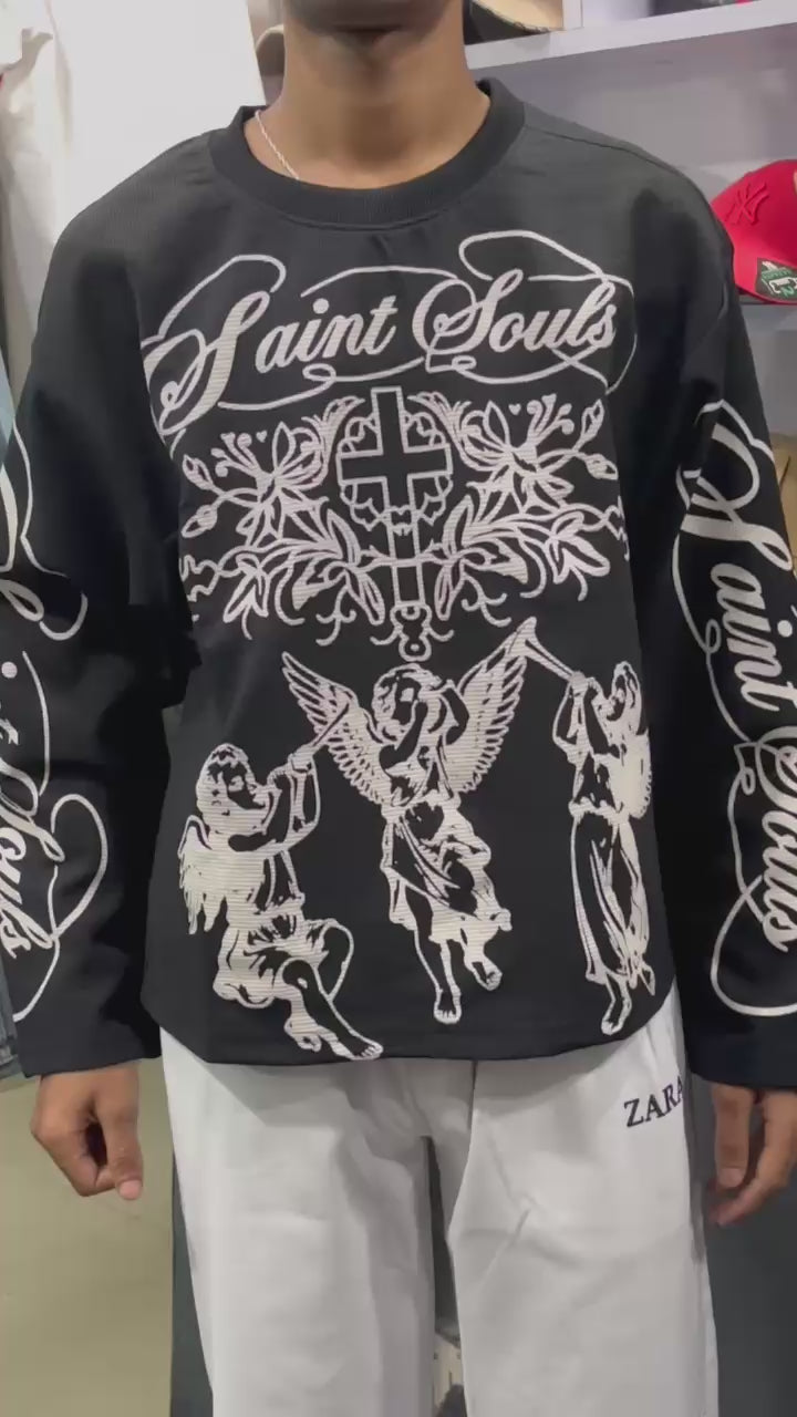 Angel Graffiti Graphic Oversized Tee